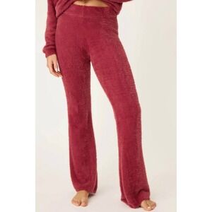NEW PJ Salvage Holiday Spirit Earth Red Feather Knit Lounge Pants Womens Small‎
